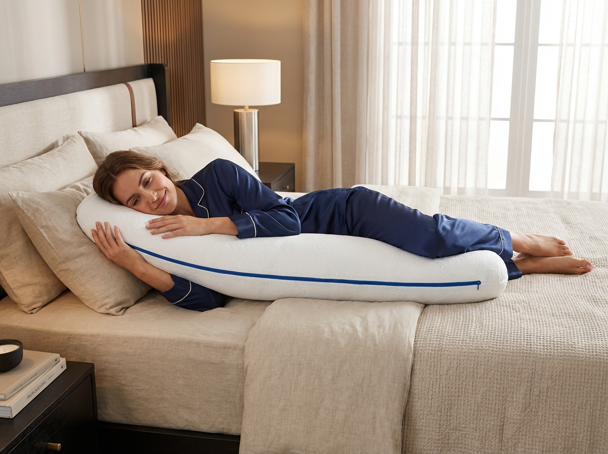 Oreiller de Corps ajustable bleu.eco - Flocons de mousse